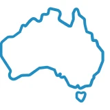Australia outline in blue
