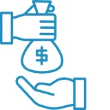 Hand giving money bag